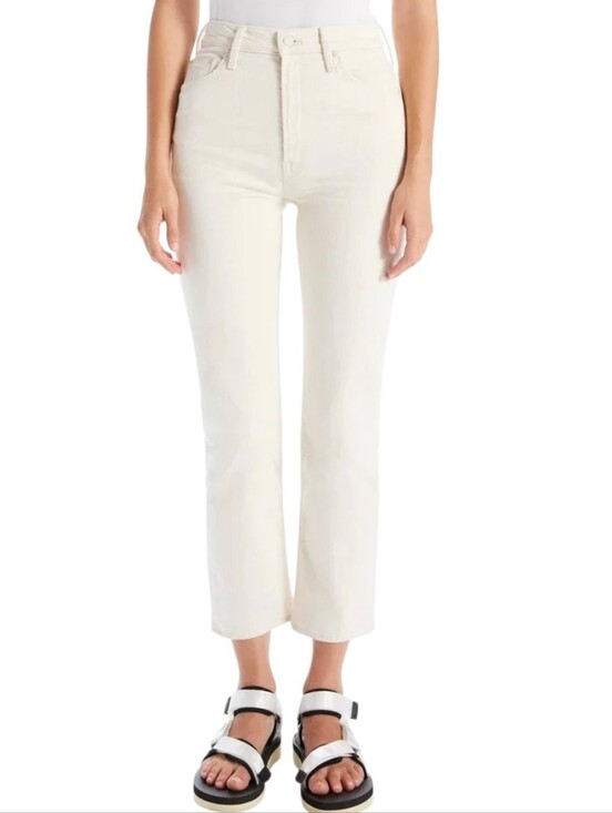 MOTHER Denim - Mother Superior Denim High Waisted Rider Ankle Jean Straight Leg Ivory 28